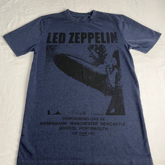 LED Zepplin U.K. Tour 1969 T-Shirt Women's Size Small Blue Graphic Cotton Blend - Picture 4 of 7